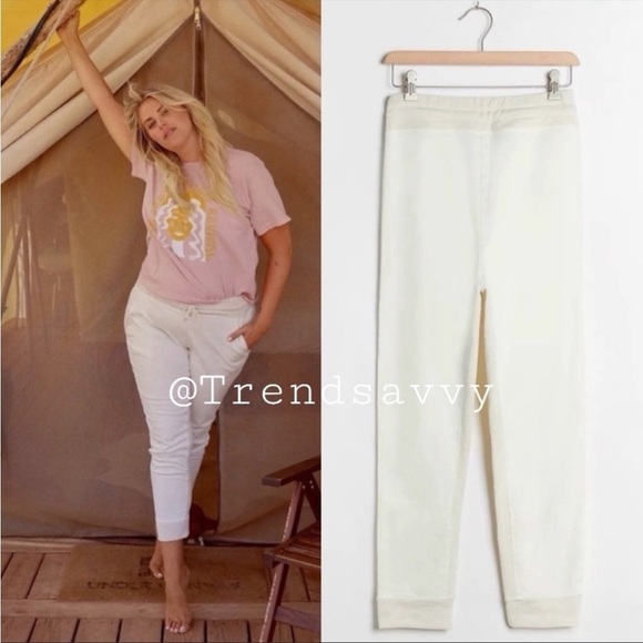 Varley Pants - Varley Valley White Jogger Sweatpants XS Cotton Lounge Athleisure Travel NWT